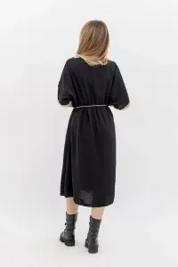 Rochie dama cu snur, Negru, One Size - Img 2