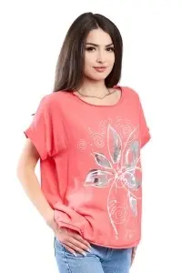 Tricou dama, Flower, Coral, Marime Universala - Img 2