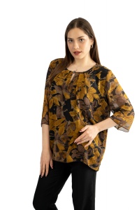 Bluza dama 815 - Negru/Galben/Maro