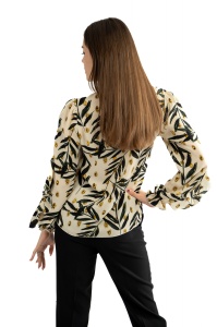 Bluza dama 820 - Crem/Negru/Galben - Img 4