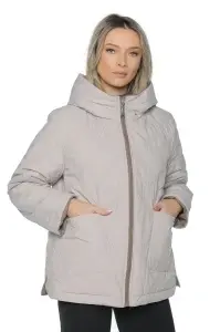 Geaca dama reversibila 2 fete, cu gluga, matlasata 2903, Maro-Bej - Img 2