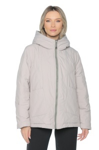 Geaca dama reversibila 2 fete, cu gluga, matlasata 2903, Verde-Crem - Img 2