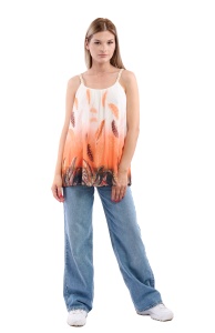 Maieu dama 8958 cu imprimeu, Portocaliu/Alb, One Size