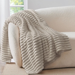 Patura cocolino cu dungi, 200x230cm - Culoare Grej Deschis - Img 2