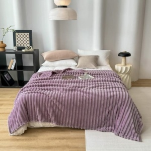 Patura cocolino cu dungi, 200x230cm - Culoare Roz Pudrat