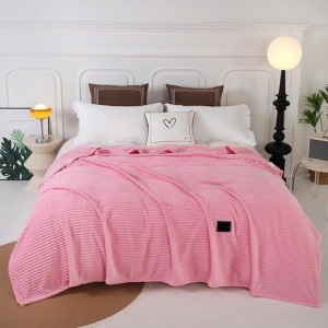 Patura cocolino cu dungi, 200x230cm - Culoare Roz - Img 3