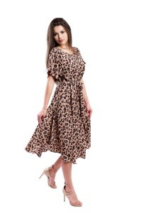 Rochie dama 940 - Bej/Negru/Maro - Img 3