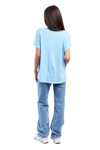 Tricou dama, Flower, Bleu, Marime Universala - Img 3