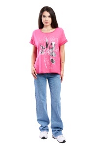 Tricou dama, Flower, Roz, Marime Universala