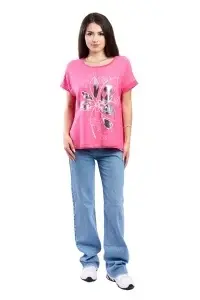 Tricou dama, Flower, Roz, Marime Universala