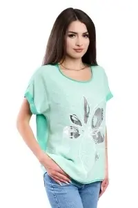 Tricou dama, Flower, Verde Deschis, Marime Universala - Img 2