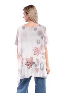 Bluza dama 8894, Gri/Alb, One Size - Img 3