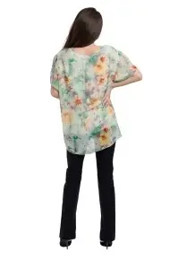 Bluza dama 949, Galben/Caramiziu/Verde, Marime Universala - Img 4