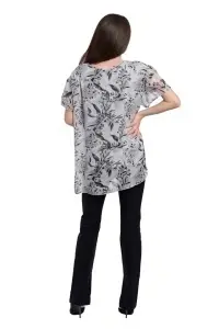 Bluza dama 949, Gri/Negru, Marime Universala - Img 4