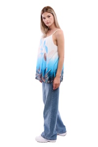Maieu dama 8958 cu imprimeu, Bleu/Alb, One Size - Img 2