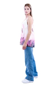 Maieu dama 8958 cu imprimeu, Mov/Alb, One Size - Img 2