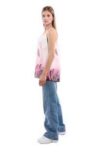 Maieu dama 8958 cu imprimeu, Roz/Alb, One Size - Img 2