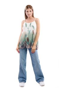 Maieu dama 8958 cu imprimeu, Verde/Alb, One Size