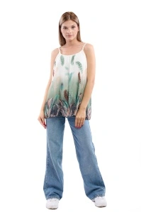 Maieu dama 8958 cu imprimeu, Verde/Alb, One Size