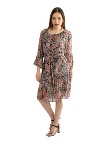 Rochie dama 830 - Alb/Negru/Rosu