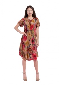 Rochie dama 914 - Bej/Rosu