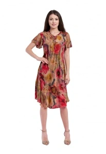 Rochie dama 914 - Bej/Rosu