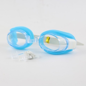 Set Ochelari de Inot pentru Copii - Include Dopuri pentru Urechi si Clips pentru Nas - Albastru Deschis