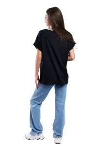Tricou dama cu imprimeu floral 1055, Negru, Marime Universala - Img 4