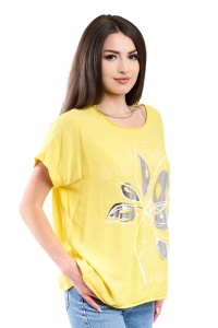 Tricou dama, Flower, Galben, Marime Universala - Img 2