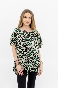 Bluza dama 2310 - Crem/Negru/Verde