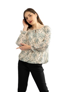 Bluza dama 2371, Ivoire/Bleu, One Size - Img 3