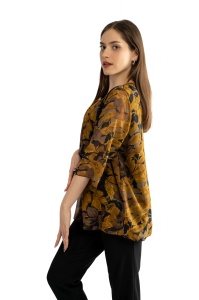 Bluza dama 815 - Negru/Galben/Maro - Img 4