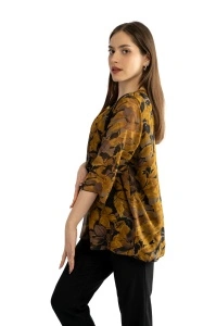 Bluza dama 815 - Negru/Galben/Maro - Img 4
