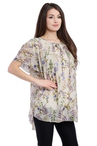 Bluza dama 949, Bej/Verde Deschis/Mov, Marime Universala - Img 2