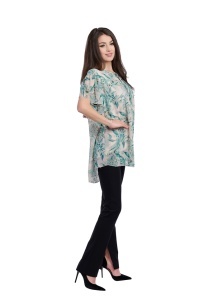 Bluza dama 949, Bej/Verde, Marime Universala - Img 3