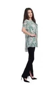 Bluza dama 949, Bej/Verde, Marime Universala - Img 3