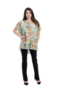 Bluza dama 949, Galben/Caramiziu/Verde, Marime Universala