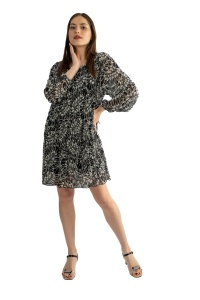 Bluza dama tip rochie 2410, Alb/Negru, One size
