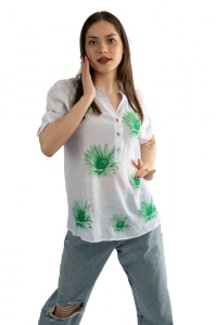 Camasa dama 1119, Alb Verde deschis - Alb/Verde Deschis