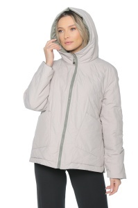 Geaca dama reversibila 2 fete, cu gluga, matlasata 2903, Verde-Crem - Img 6