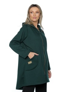 Hanorac dama cu glugă și fermoar, One size, Verde - Img 4