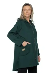 Hanorac dama cu glugă și fermoar, One size, Verde - Img 4