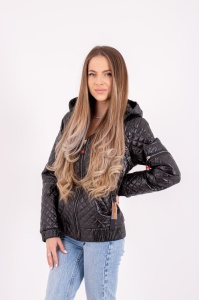 Jacheta dama cu gluga 7261 - Negru - Img 4