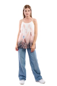 Maieu dama 8958 cu imprimeu, Bej/Alb, One Size