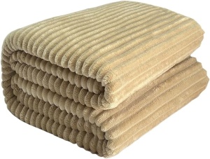Patura cocolino cu dungi, 200x230cm - Culoare Bej Deschis - Img 2