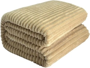 Patura cocolino cu dungi, 200x230cm - Culoare Bej Deschis - Img 2