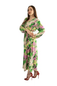 Rochie dama 2366 - Verde/Crem/Lila - Img 3