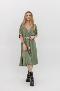 Rochie dama cu snur, Kaki, One Size