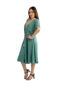 Rochie dama cu snur, Verde Pal, One Size - Img 3