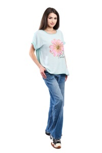 Tricou dama, Always, Turcoaz Deschis, Marime Universala - Img 2